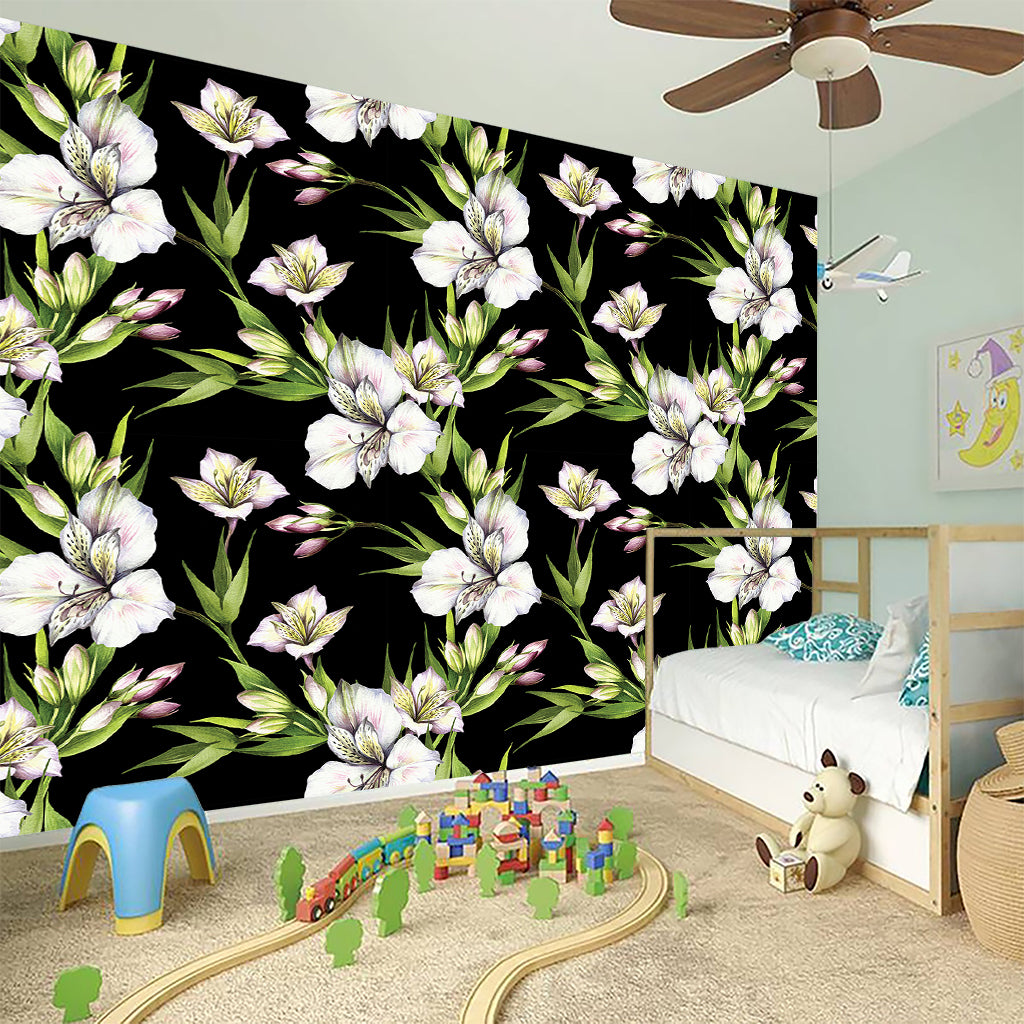 Watercolor Alstroemeria Pattern Print Wall Sticker