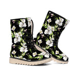 Watercolor Alstroemeria Pattern Print Winter Boots
