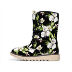 Watercolor Alstroemeria Pattern Print Winter Boots