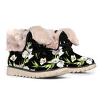 Watercolor Alstroemeria Pattern Print Winter Boots