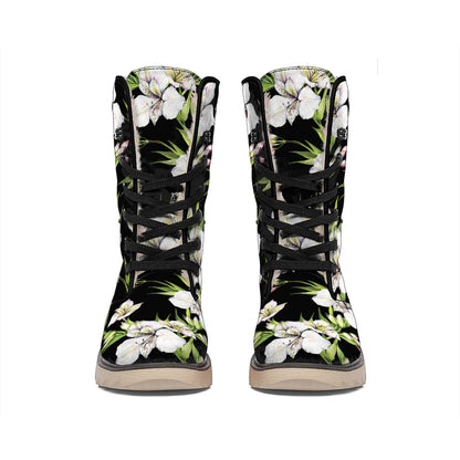 Watercolor Alstroemeria Pattern Print Winter Boots