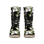 Watercolor Alstroemeria Pattern Print Winter Boots