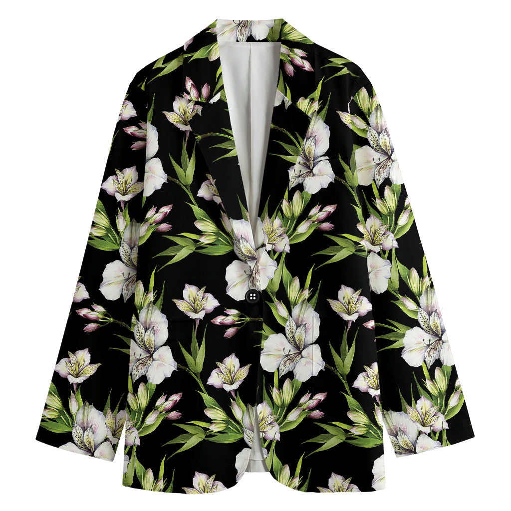 Watercolor Alstroemeria Pattern Print Women's Blazer