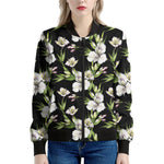 Watercolor Alstroemeria Pattern Print Women's Bomber Jacket