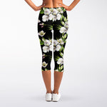 Watercolor Alstroemeria Pattern Print Women's Capri Leggings