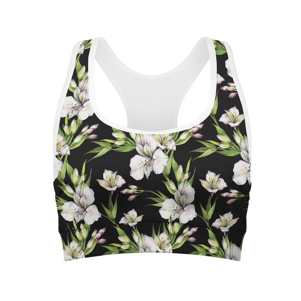 Watercolor Alstroemeria Pattern Print Women's Sports Bra