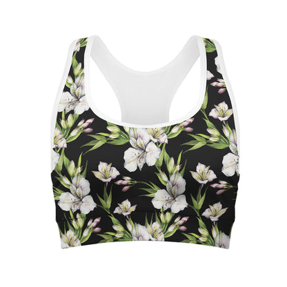 Watercolor Alstroemeria Pattern Print Women's Sports Bra