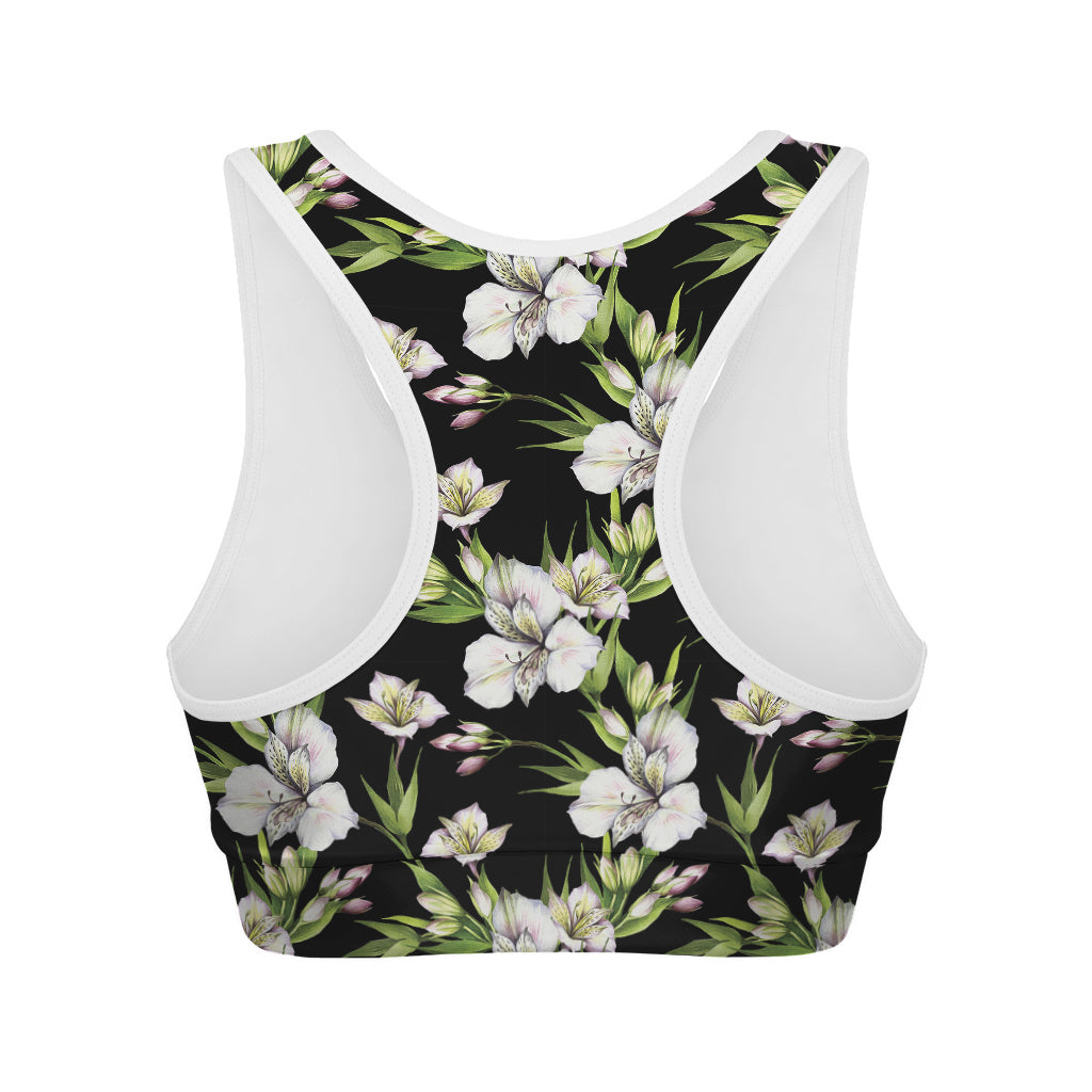 Watercolor Alstroemeria Pattern Print Women's Sports Bra