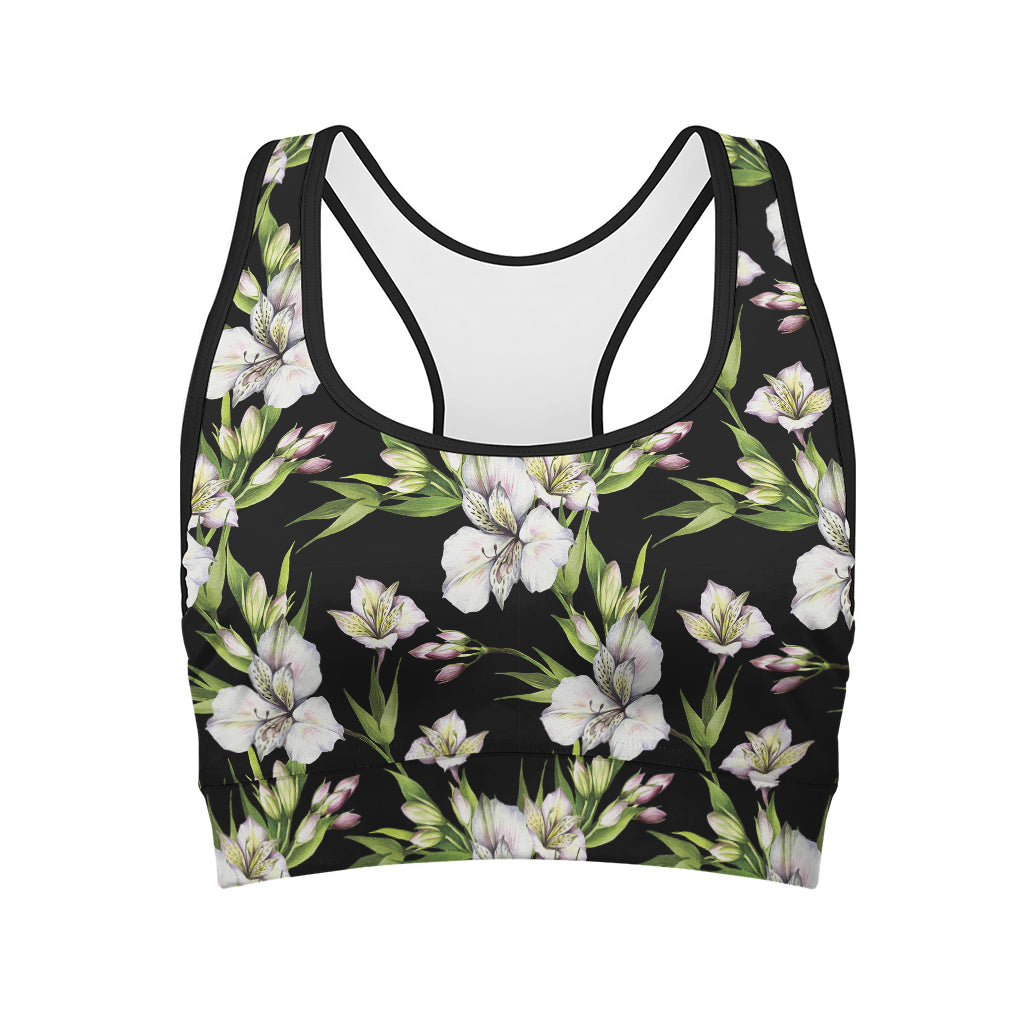 Watercolor Alstroemeria Pattern Print Women's Sports Bra
