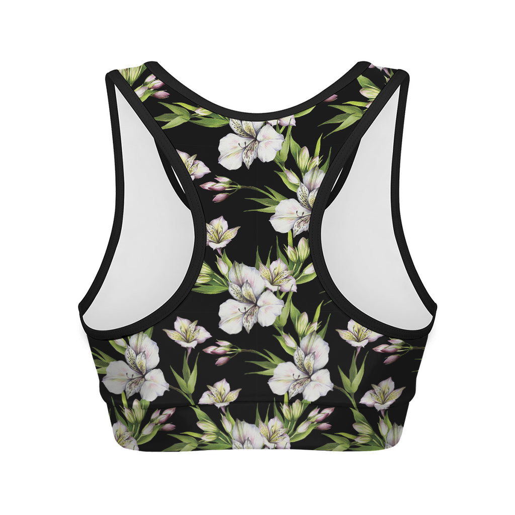 Watercolor Alstroemeria Pattern Print Women's Sports Bra