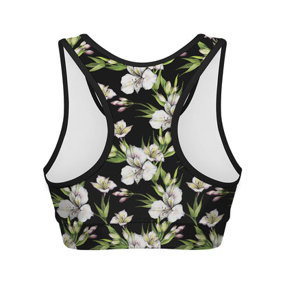 Watercolor Alstroemeria Pattern Print Women's Sports Bra