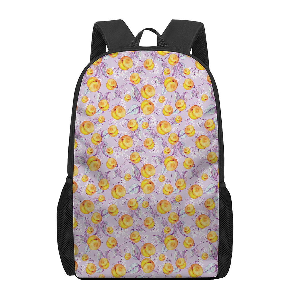 Watercolor Apricot Fruit Pattern Print 17 Inch Backpack