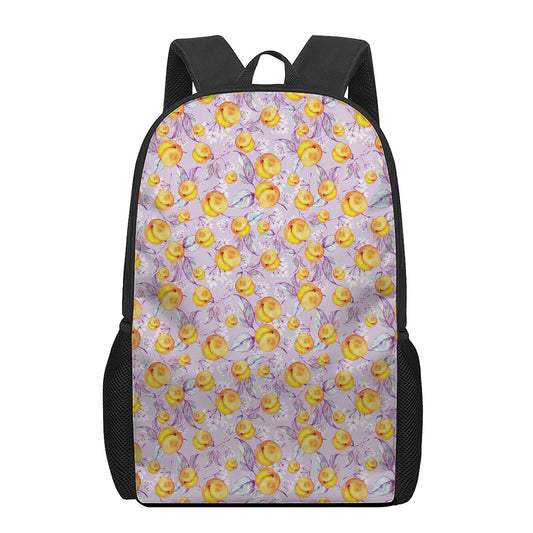 Watercolor Apricot Fruit Pattern Print 17 Inch Backpack