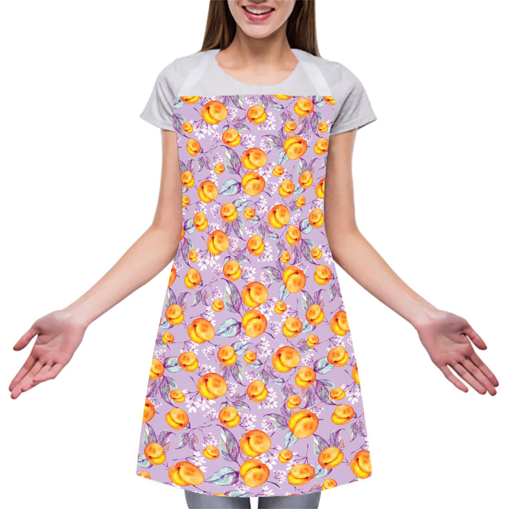 Watercolor Apricot Fruit Pattern Print Adjustable Apron