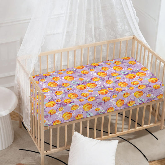 Watercolor Apricot Fruit Pattern Print Baby Crib Sheet