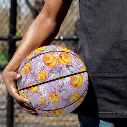 Watercolor Apricot Fruit Pattern Print Basketball