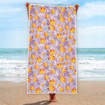 Watercolor Apricot Fruit Pattern Print Beach Towel