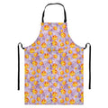 Watercolor Apricot Fruit Pattern Print Bib Apron With Pocket
