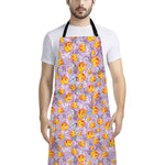 Watercolor Apricot Fruit Pattern Print Bib Apron With Pocket