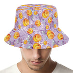 Watercolor Apricot Fruit Pattern Print Bucket Hat