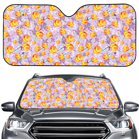 Watercolor Apricot Fruit Pattern Print Car Windshield Sun Shade