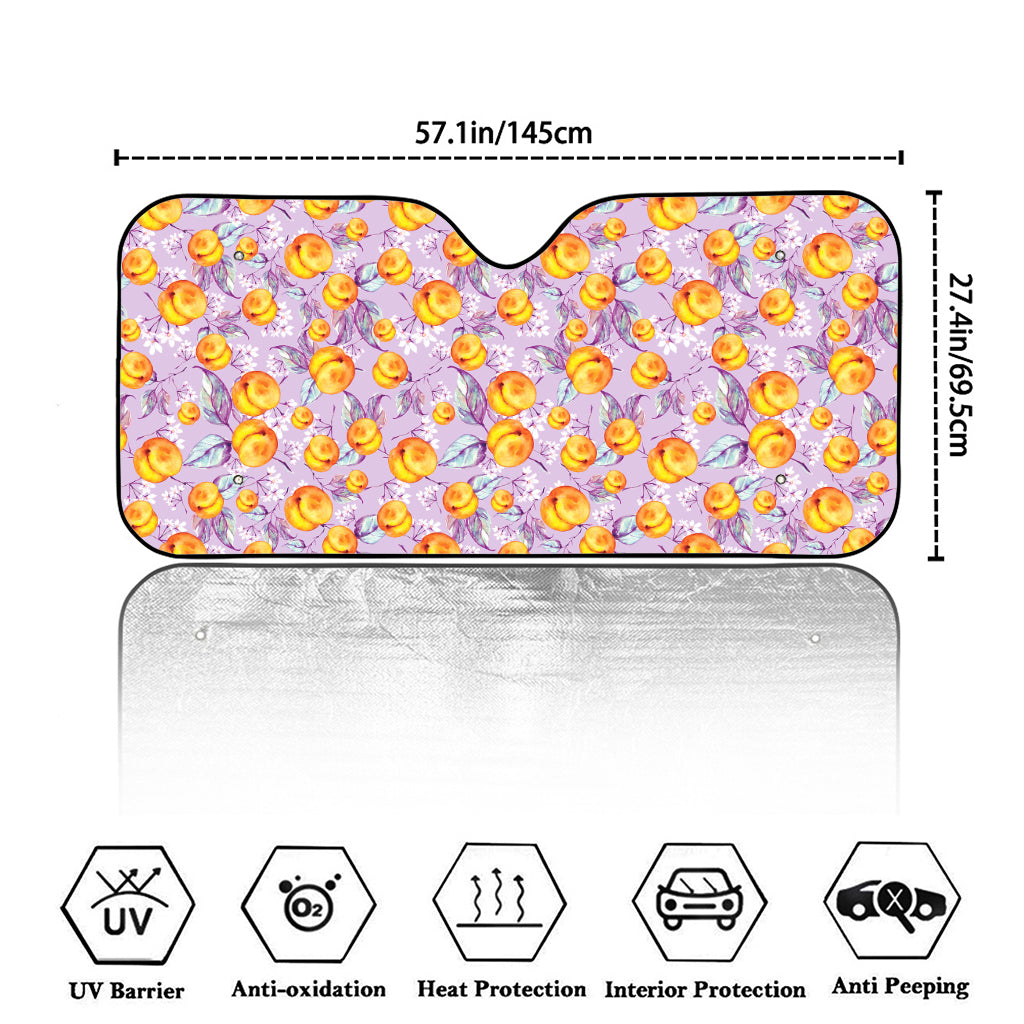 Watercolor Apricot Fruit Pattern Print Car Windshield Sun Shade