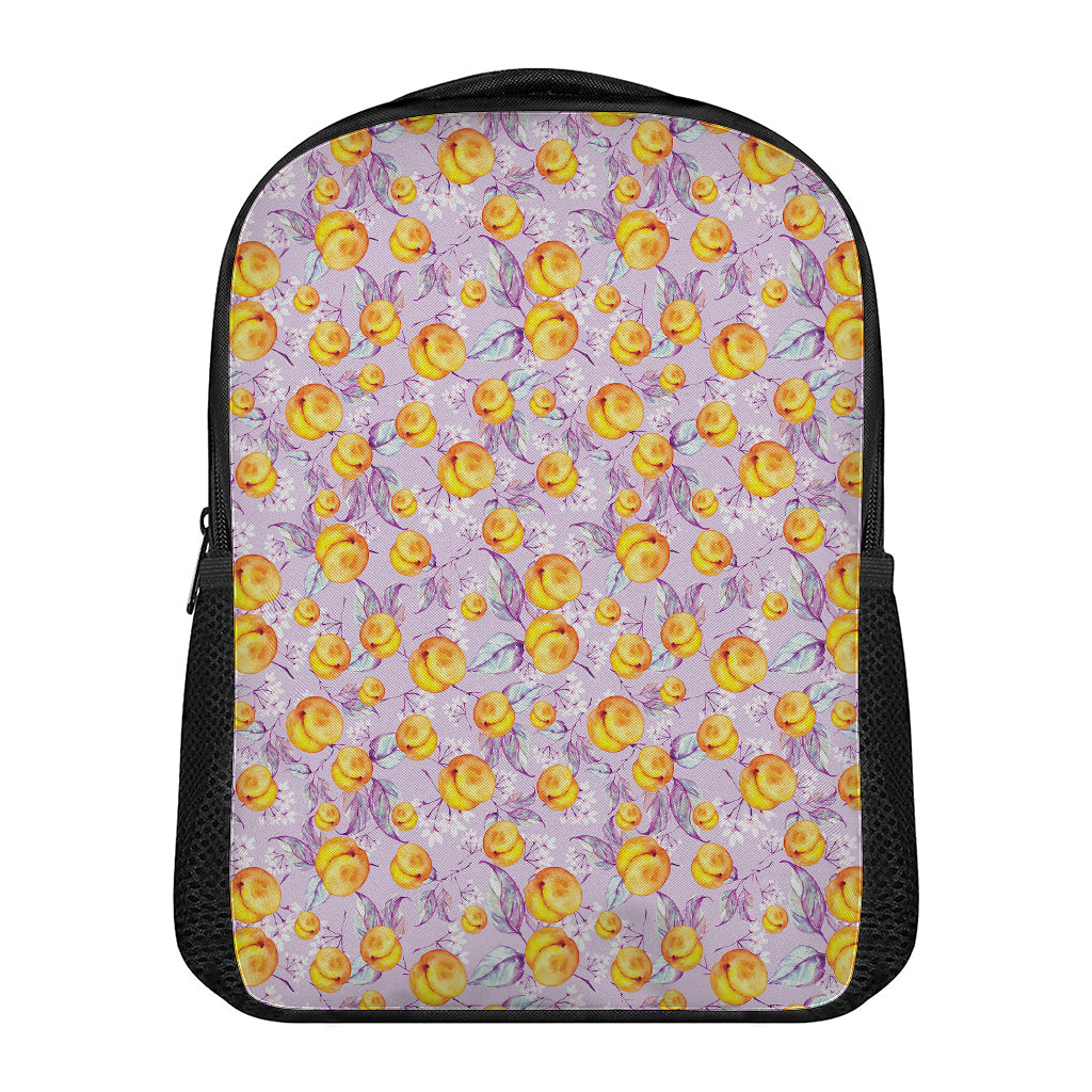 Watercolor Apricot Fruit Pattern Print Casual Backpack