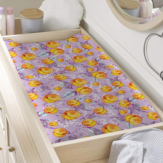 Watercolor Apricot Fruit Pattern Print Changing Pad Cover