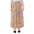 Watercolor Apricot Fruit Pattern Print Chiffon Maxi Skirt
