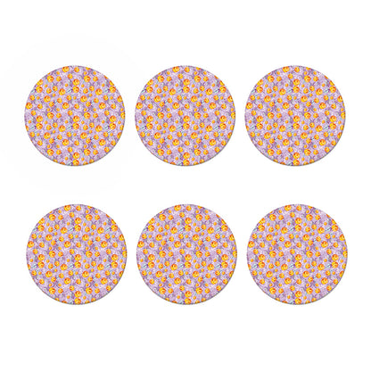 Watercolor Apricot Fruit Pattern Print Coaster Set