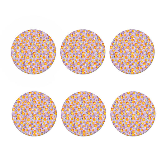 Watercolor Apricot Fruit Pattern Print Coaster Set