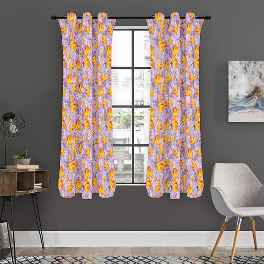 Watercolor Apricot Fruit Pattern Print Curtain