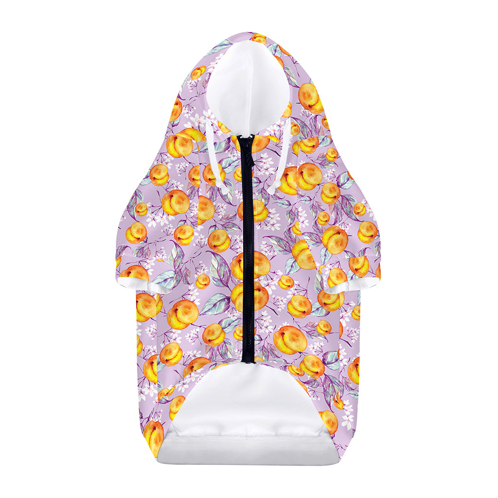 Watercolor Apricot Fruit Pattern Print Dog Zip Up Hoodie