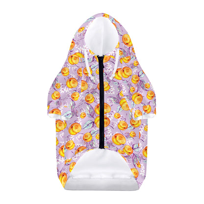 Watercolor Apricot Fruit Pattern Print Dog Zip Up Hoodie