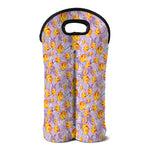 Watercolor Apricot Fruit Pattern Print Double Neoprene Wine Tote