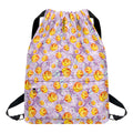 Watercolor Apricot Fruit Pattern Print Drawstring Backpack