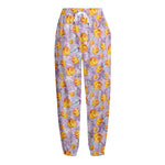 Watercolor Apricot Fruit Pattern Print Fleece Lined Knit Pants