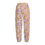 Watercolor Apricot Fruit Pattern Print Fleece Lined Knit Pants