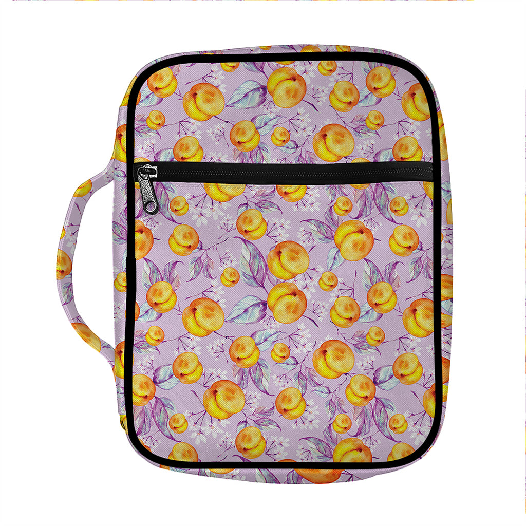 Watercolor Apricot Fruit Pattern Print Front Pocket Bible Bag