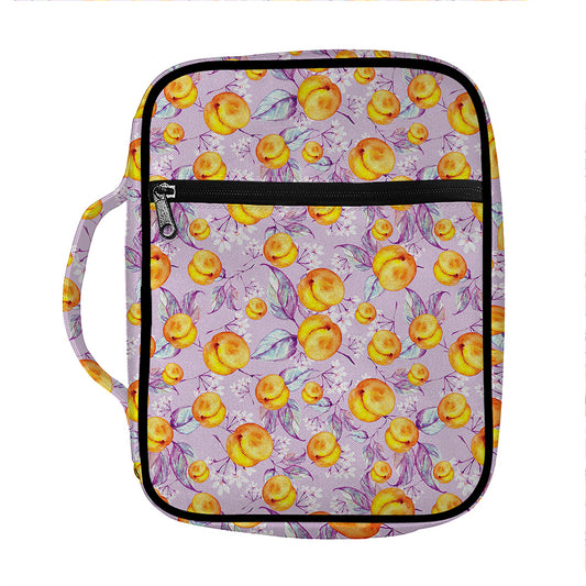 Watercolor Apricot Fruit Pattern Print Front Pocket Bible Bag