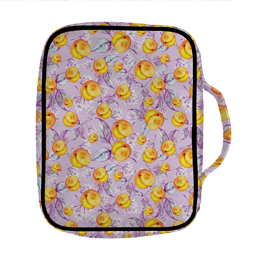 Watercolor Apricot Fruit Pattern Print Front Pocket Bible Bag