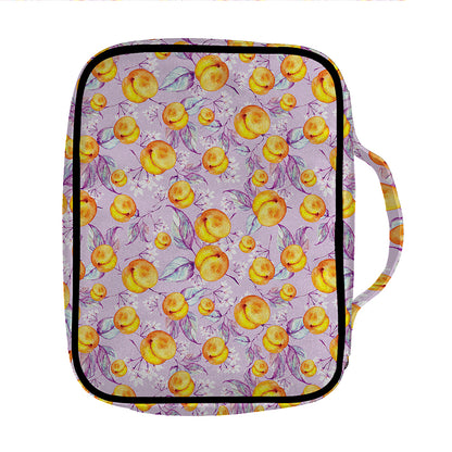 Watercolor Apricot Fruit Pattern Print Front Pocket Bible Bag