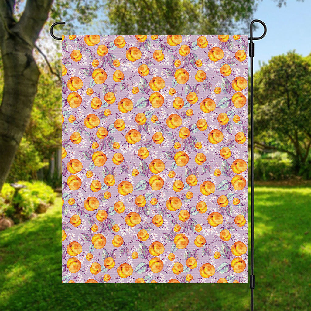 Watercolor Apricot Fruit Pattern Print Garden Flag