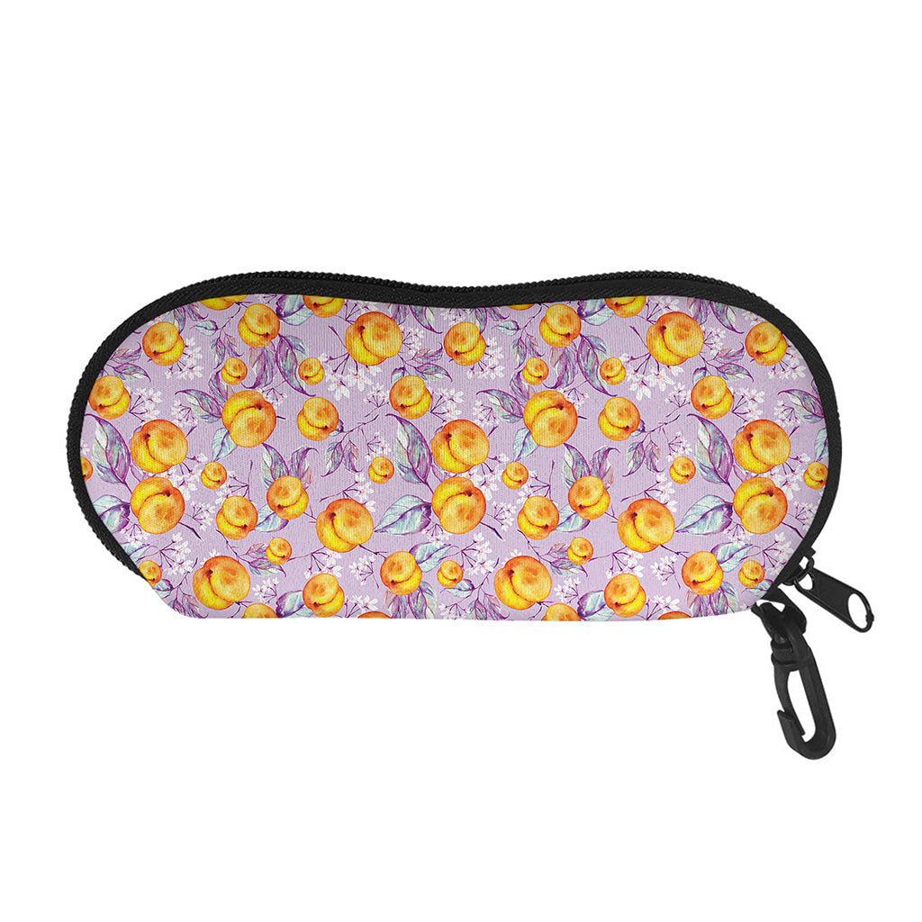 Watercolor Apricot Fruit Pattern Print Glasses Case