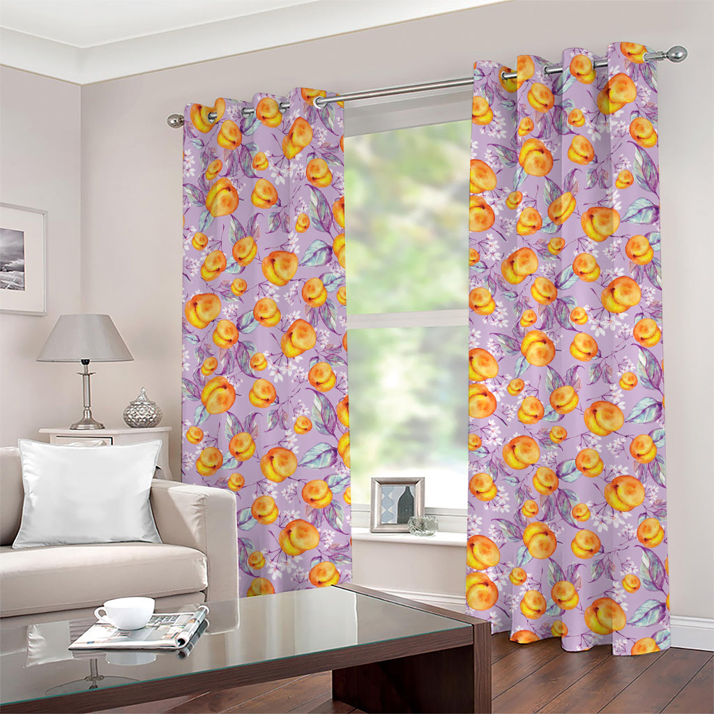 Watercolor Apricot Fruit Pattern Print Grommet Curtains