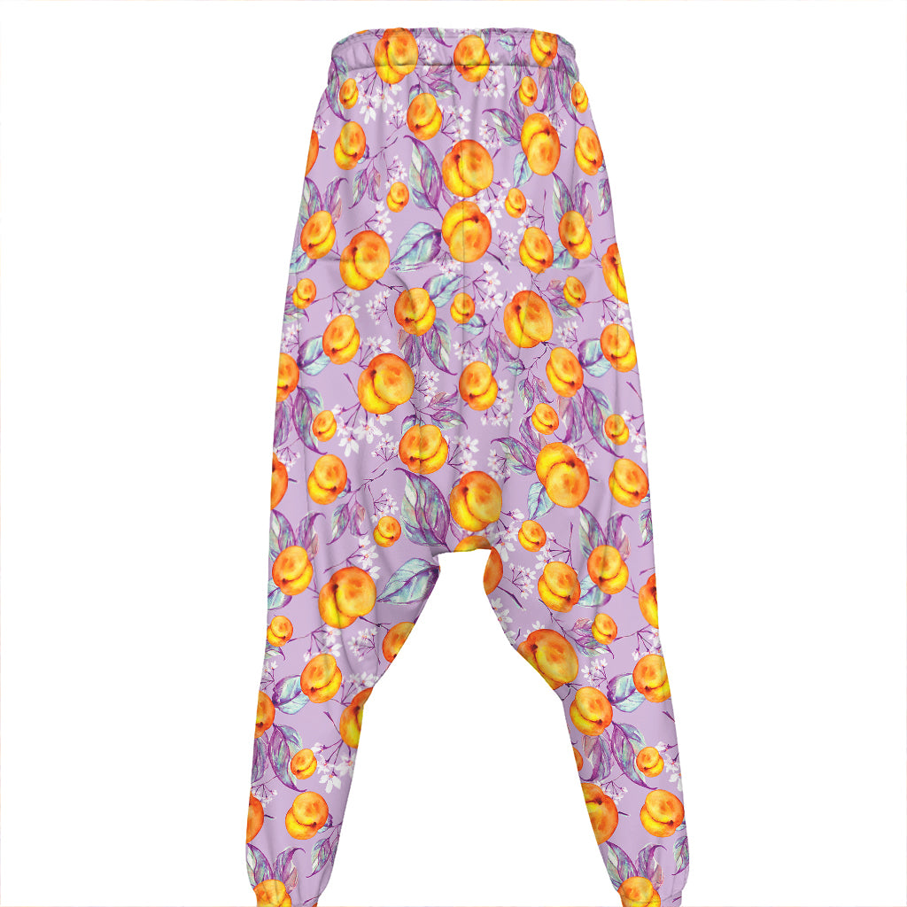 Watercolor Apricot Fruit Pattern Print Hammer Pants