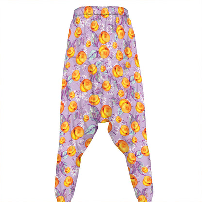 Watercolor Apricot Fruit Pattern Print Hammer Pants
