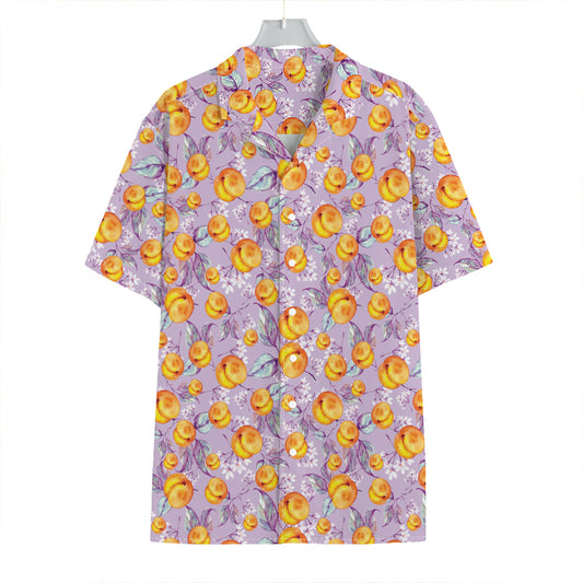 Watercolor Apricot Fruit Pattern Print Hawaiian Shirt