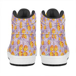 Watercolor Apricot Fruit Pattern Print High Top Leather Sneakers