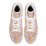 Watercolor Apricot Fruit Pattern Print High Top Leather Sneakers